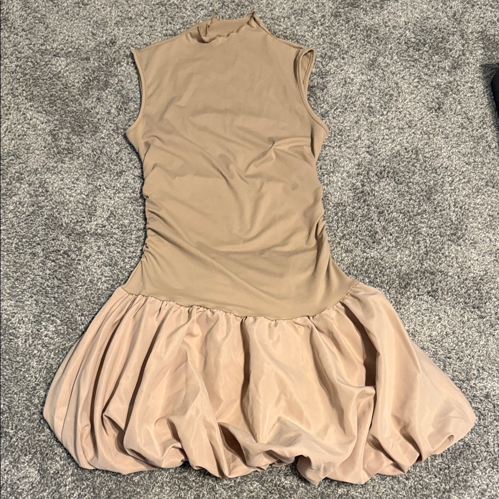 Elegant Tan Sleeveless Dress